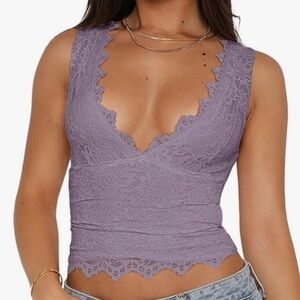 NWT ReoRia Purple Lace Crop Camisole XL